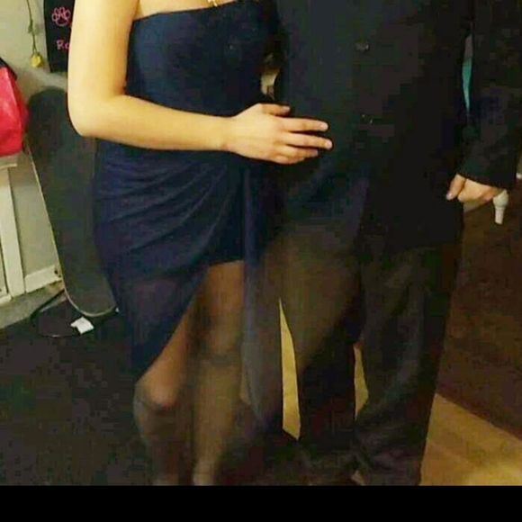 Strapless navy flowy dress - Picture 7 of 7